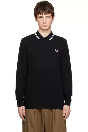 Fred Perry Men Polo Shirts - Black Embroidered Polo