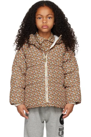Burberry Kids Orange Monogram Print Down Jacket