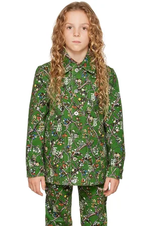 Burberry Kids Green Monogram Denim Jacket