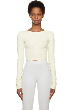 ÉTERNE Off-White Cropped Long Sleeve T-Shirt