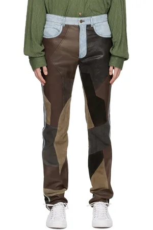 Acne Studios Brown Patchwork Leather Pants