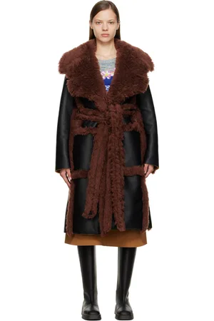 Stella McCartney Black & Brown Alter Mat Belted Coat