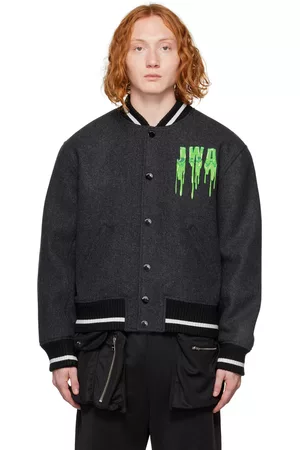 J.W.Anderson Men Bomber Jackets - Gray Varsity Bomber Jacket