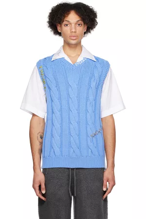 Marni Men Tops - Blue Embroidered Vest