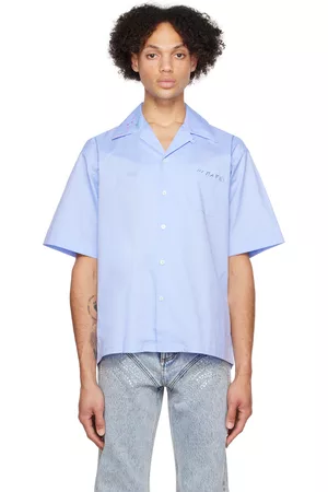 Marni Men Shirts - Blue Embroidered Shirt