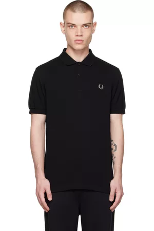Fred Perry Men Polo Shirts - Black Embroidered Polo