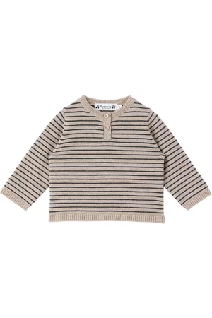 BONPOINT Jumpers - Baby Taupe & Navy Boum Sweater