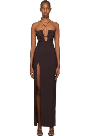 Nensi Dojaka Brown Keyhole Maxi Dress