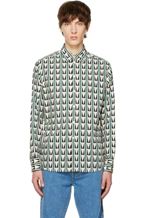 Lanvin Men Shirts - White & Black Art Deco Shirt