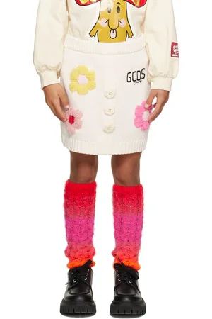 GCDS Kids White Floral Skirt
