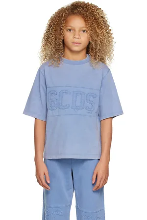 GCDS Kids Blue Garment-Dyed T-Shirt