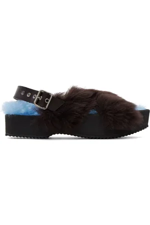 DRIES VAN NOTEN Blue & Black Furry Sandals