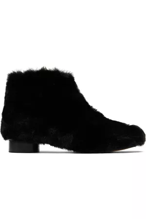 Maison Margiela Kids Black Faux-Fur Ankle Boots