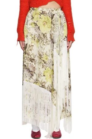 Acne Studios Flower Print Fringe Maxi Skirt