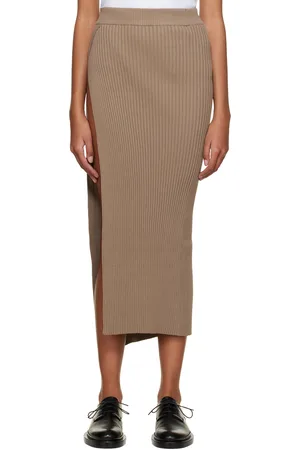 OLENICH Taupe Slit Midi Skirt