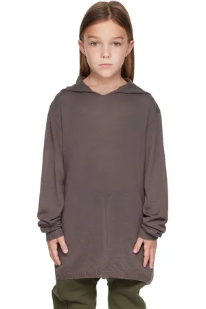 Rick Owens Kids Gray Cashmere Hoodie