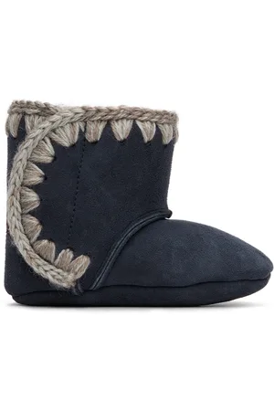 Mou Baby Navy Velcro Suede Pre-Walkers