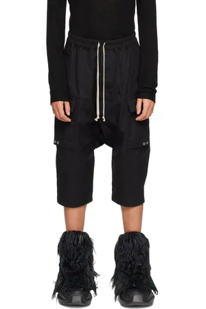 Rick Owens Kids Black Pods Long Cargo Shorts