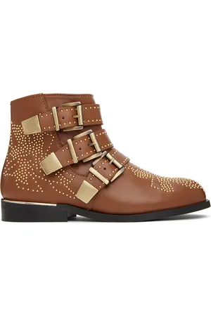 Chloé Girls Ankle Boots - Kids Tan Studded Ankle Boots