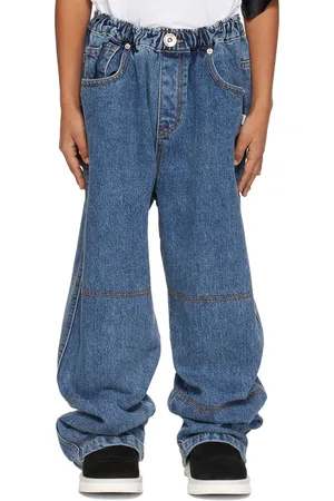 OORYKIDS Kids Blue Stitch Wide-Leg Jeans