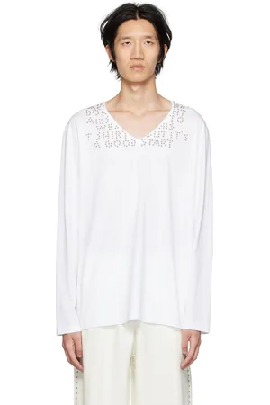 Maison Margiela White Studded Long Sleeve T-Shirt