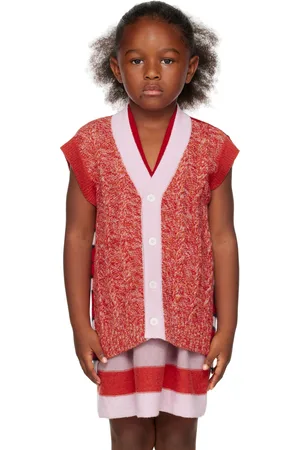 Ligne Noire Kids Red & Pink Melange Vest