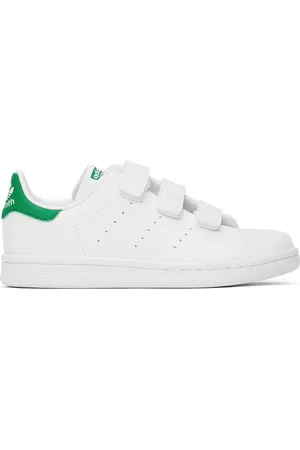 adidas Sneakers - Kids White & Green Stan Smith Velcro Little Kids Sneakers
