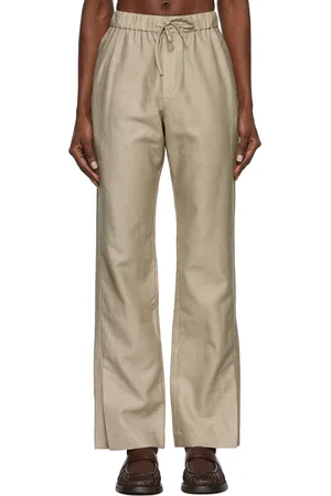 Yuzefi Beige Linen Drawstring Trousers