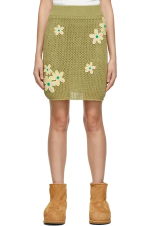 SJYP Green Motif Embroidery Mini Skirt