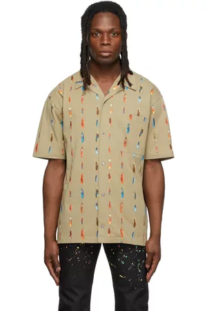 MARCELO BURLON Men Shirts - Khaki Feathers Shirt