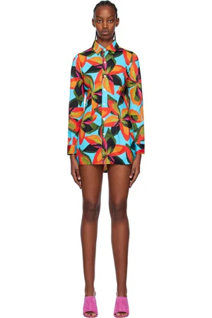Louisa Ballou SSENSE Exclusive Blue Button Minidress