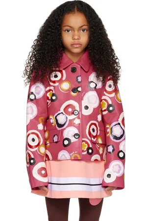 Marni Kids Pink Floral Leather Jacket