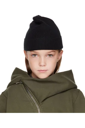 Rick Owens Kids Black Rib Knit Beanie
