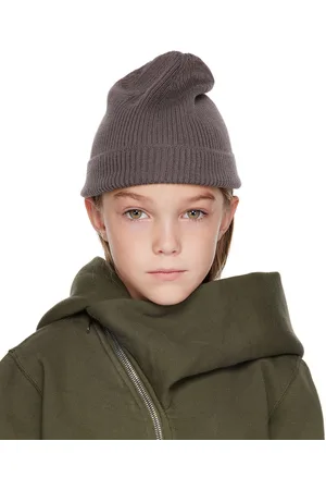 Rick Owens Kids Gray Rib Knit Beanie