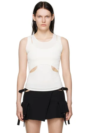 DION LEE White Interlink Tank Top