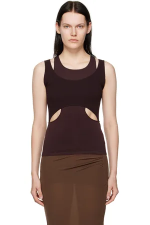 DION LEE Brown Interlink Tank Top