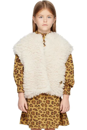 The Animals Observatory Kids Off-White Sheep Faux-Shearling Vest