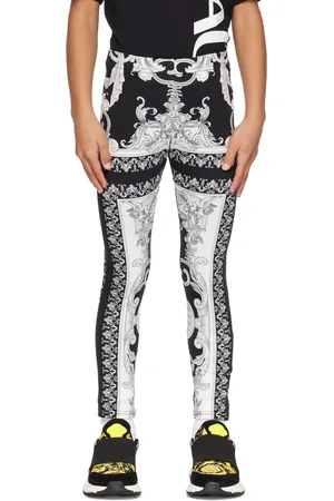 VERSACE Kids Black & White Baroque Leggings