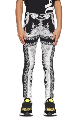 VERSACE Kids Black & White Baroque Leggings