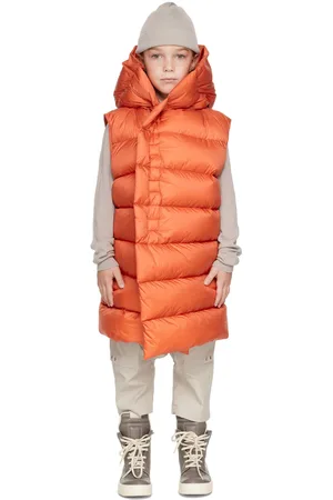 Rick Owens Kids Orange Hooded Down Vest