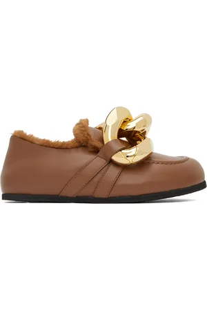 J.W.Anderson Brown Shearling Chain Loafers