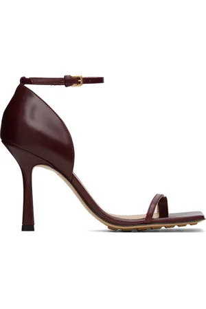 Bottega Veneta Burgundy Stretch Strap Heeled Sandals