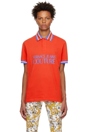 VERSACE Red Printed Polo