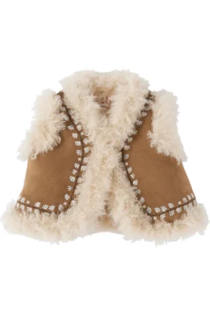 BONPOINT Baby Tan Embroidered Faux-Suede Vest