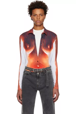 Y / PROJECT Men Denim - White & Orange Jean Paul Gaultier Edition Shirt