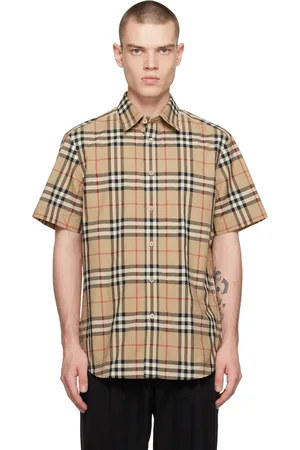 Burberry Men Shirts - Beige Check Shirt