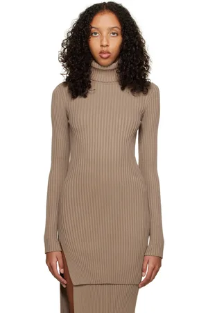 OLENICH Taupe Slit Turtleneck