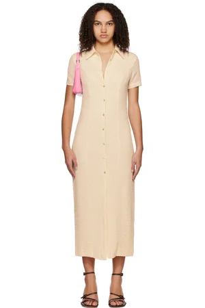Third Form Off-White Button Midi Dress