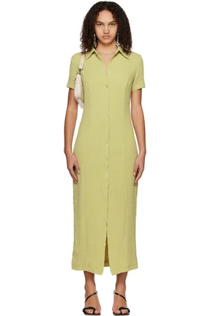 Third Form Green Button Midi Dress