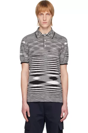 Missoni Men Polo Shirts - Black & White Striped Polo